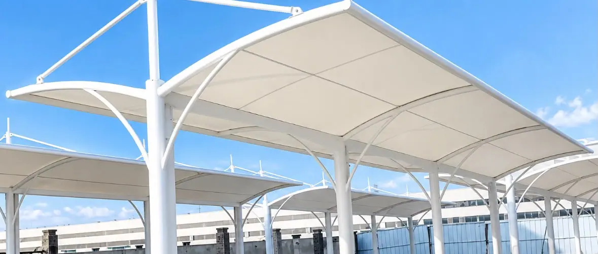 Canopy system with repeated white supports