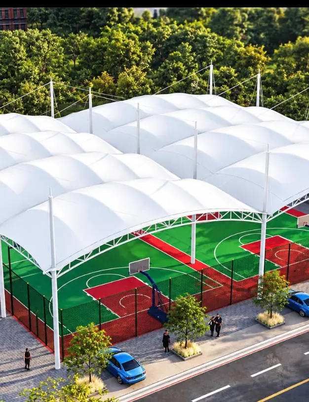 White roofs over sports courts